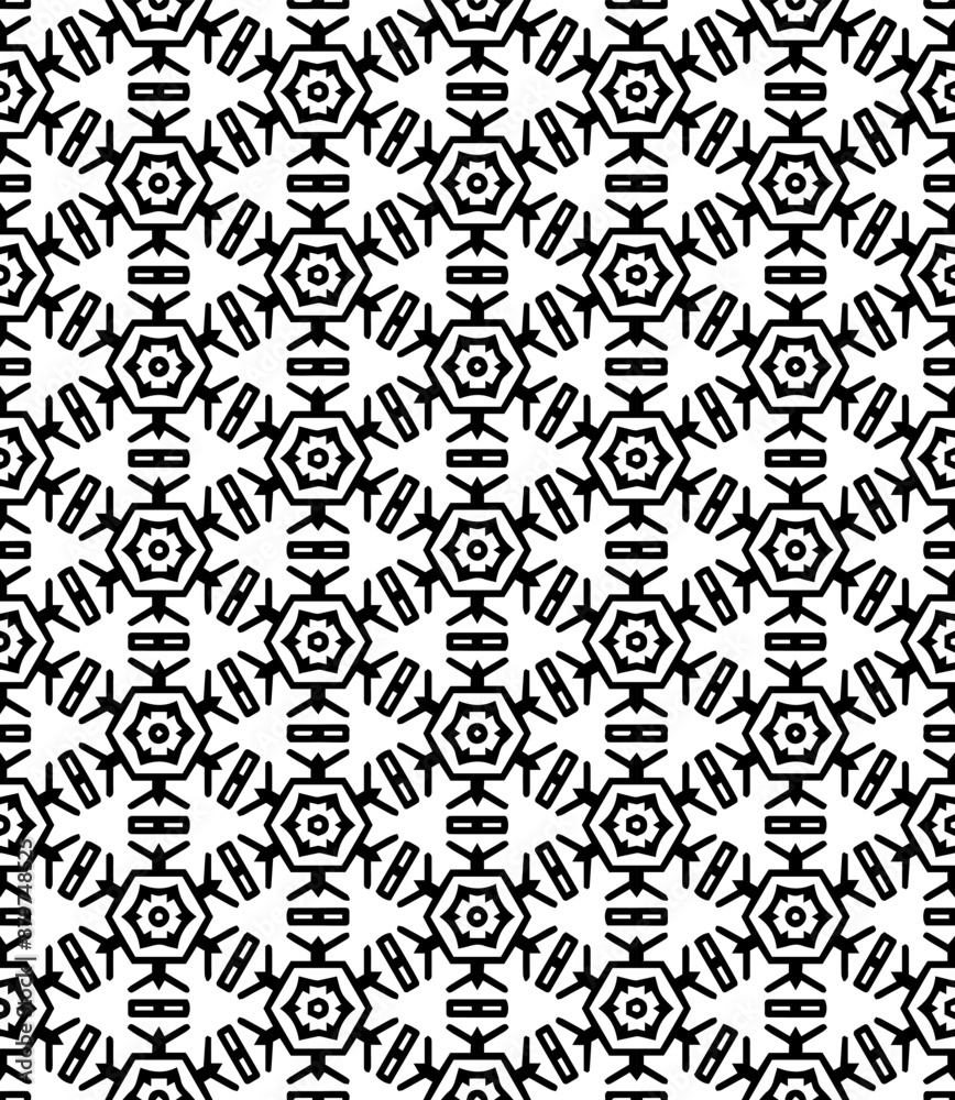 Black and white seamless abstract pattern. Background and backdrop. Grayscale ornamental design. Black and white seamless abstract pattern. Background and backdrop. Grayscale ornamental design.