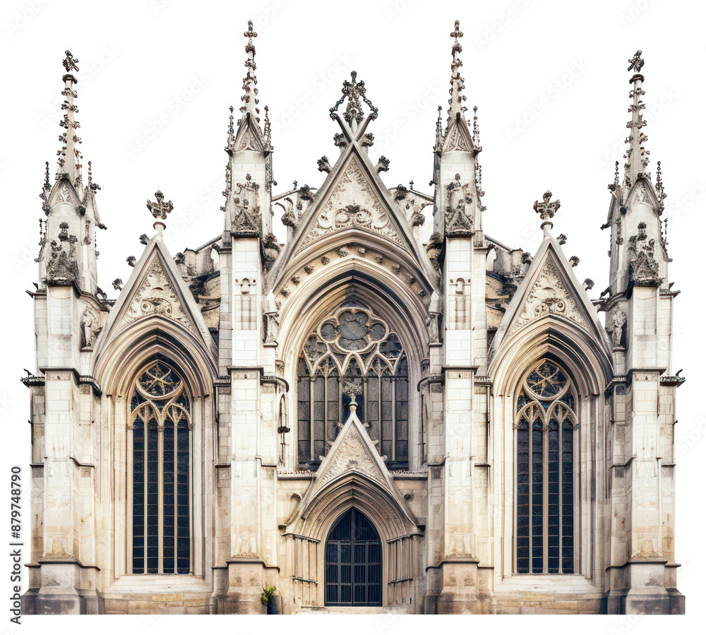 Naklejka premium PNG Gothic church architecture building white background spirituality.
