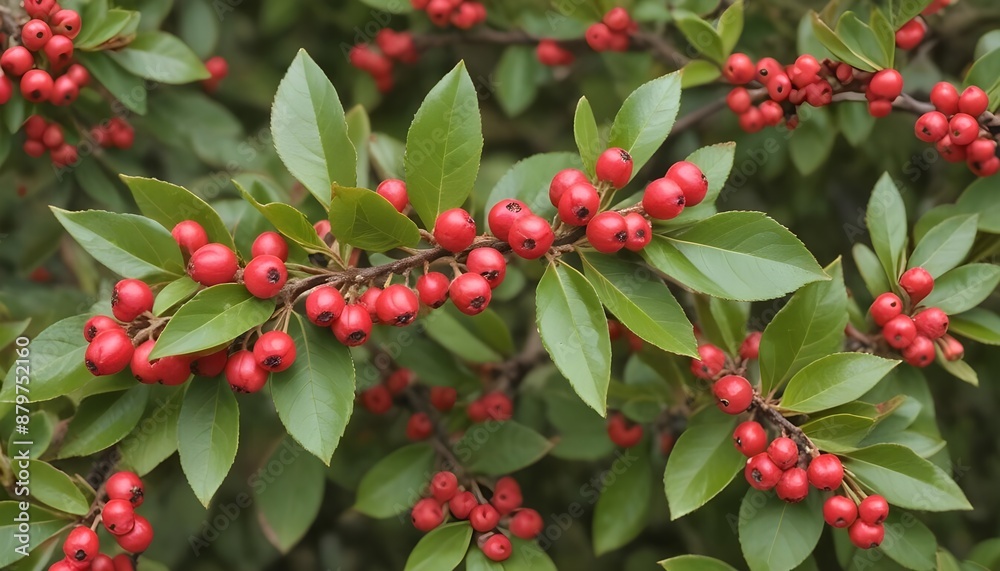Obraz premium Cotoneaster salicifolius var. floccosus, willowleaf cotoneaster background