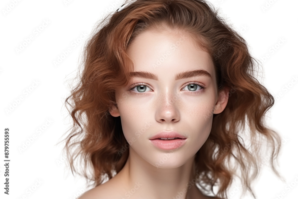 Close-up of charming young model with natural makeup Isolated on white background Close-up of charming young model with natural makeup Isolated on white background