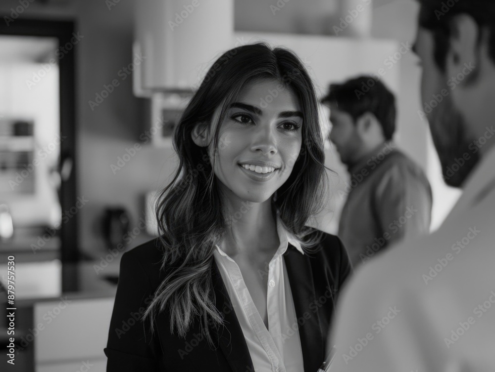 A woman and a man standing together in a kitchen, probably preparing a meal or having a conversation A woman and a man standing together in a kitchen, probably preparing a meal or having a conversation