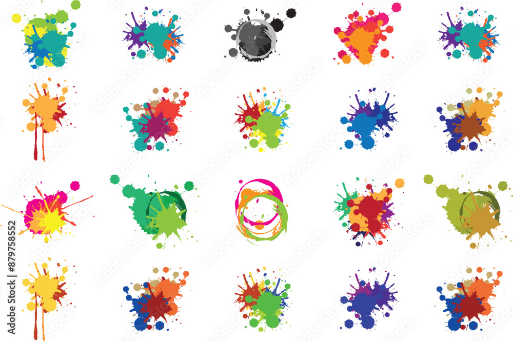 Obraz premium abstract splatter color pack background, Colorful paint splat, Paint splashes background.eps10