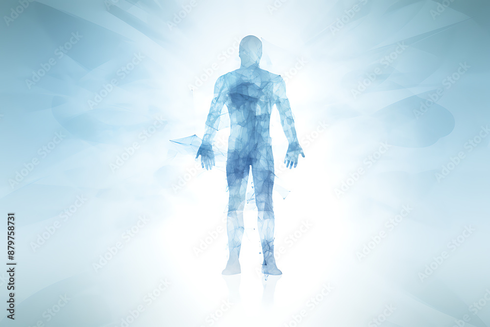 Blue translucent polygonal human body on a white background Blue translucent polygonal human body on a white background
