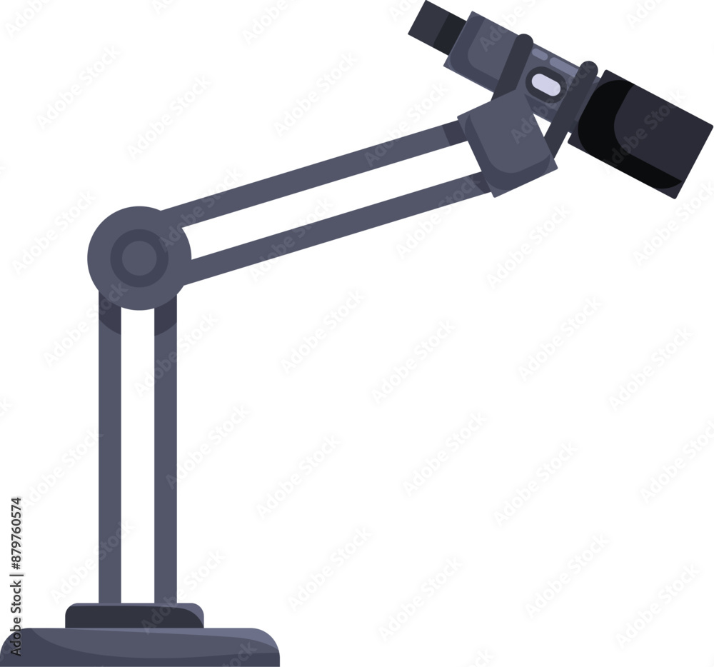 Professional studio microphone is standing on an adjustable arm, ready for recording Professional studio microphone is standing on an adjustable arm, ready for recording