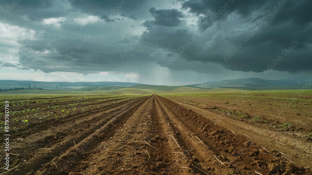 Rural Landscape Field with Rainy Sky Weather and Agriculture Forecast Rural Landscape Field with Rainy Sky Weather and Agriculture Forecast