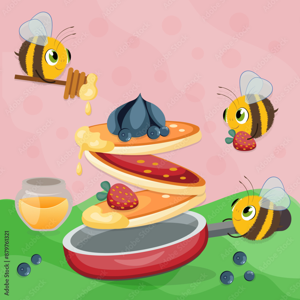 bees are making pancakes vector design bees are making pancakes vector design