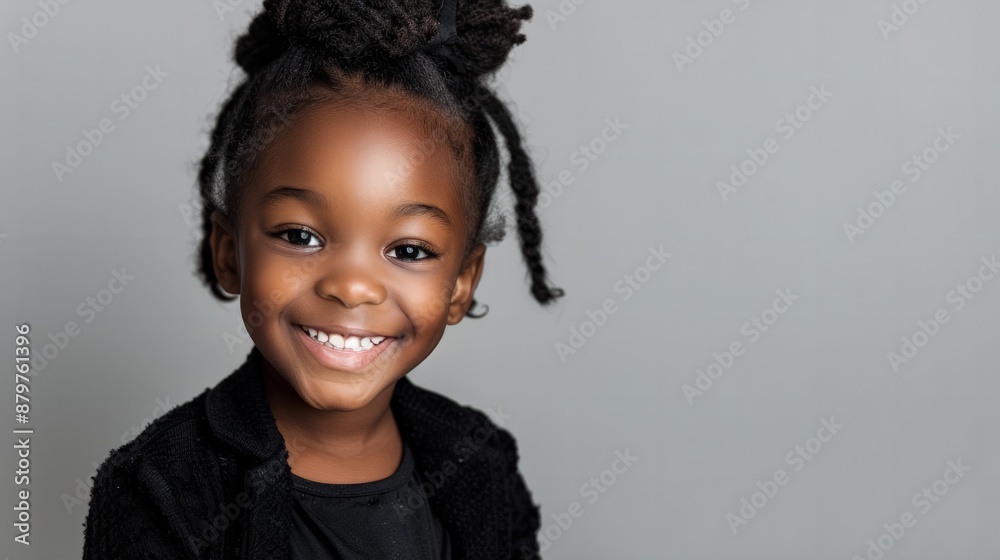 Girl with braided dark hair smiles at camera Girl with braided dark hair smiles at camera