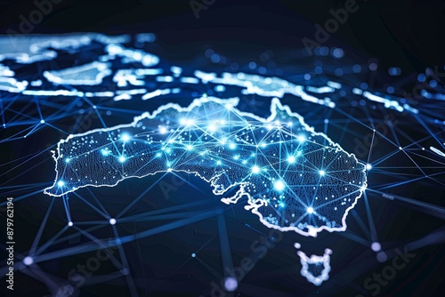 Digital map of Australia network and connectivity created with Generative AI