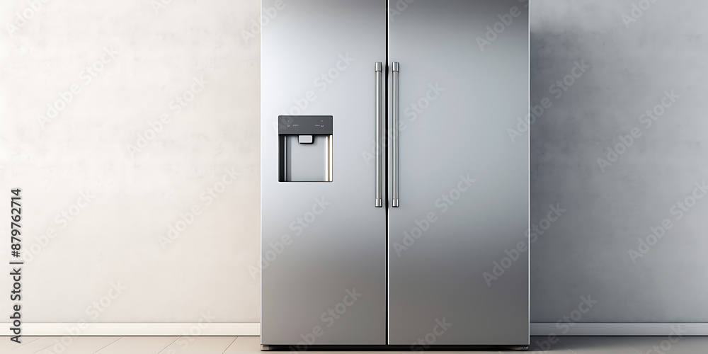 A stainless steel modern h?t?szekr�ny with a water and ice dispenser, perfect for any kitchen. A stainless steel modern h?t?szekr�ny with a water and ice dispenser, perfect for any kitchen.