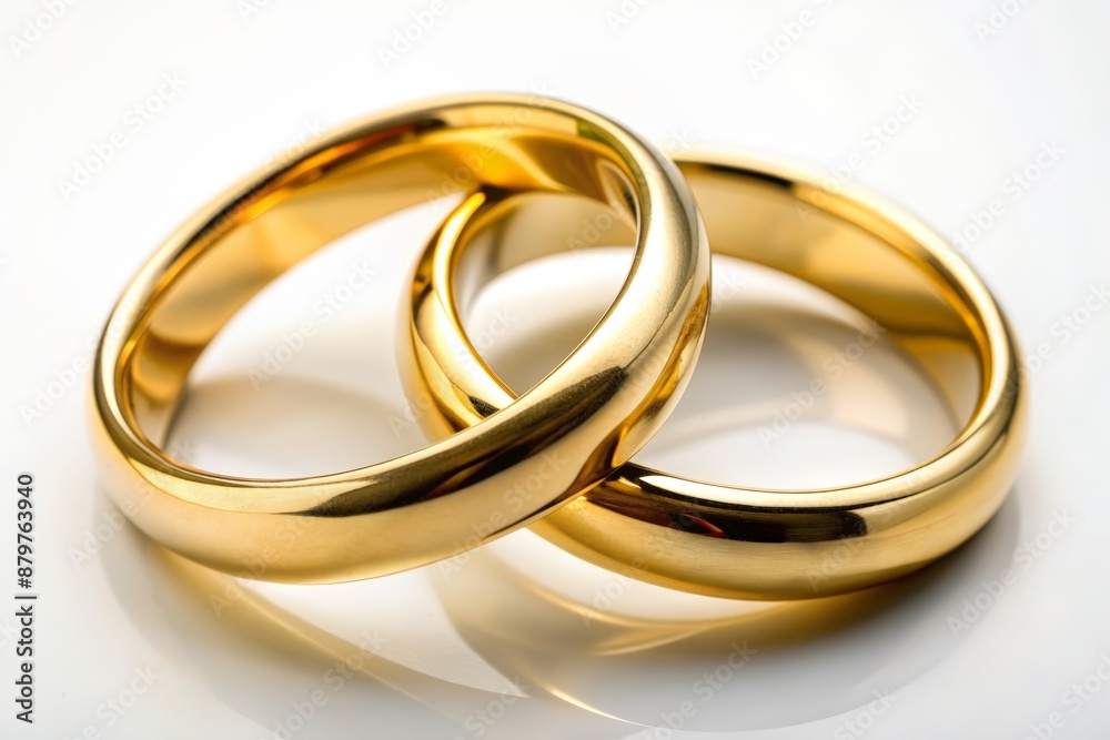 Two golden wedding rings on white Two golden wedding rings on white