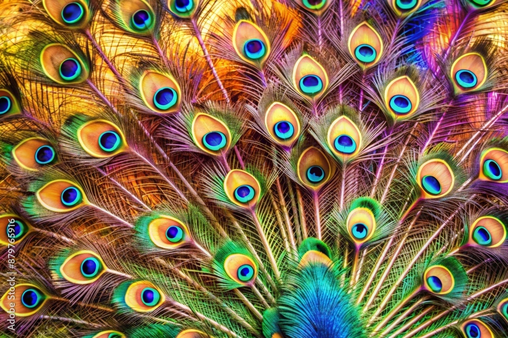 Fototapeta premium Peacock showing off its beautiful bright feathers