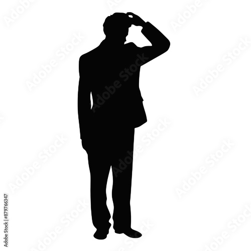 Business man icon. Male face silhouette  Vector illustration.