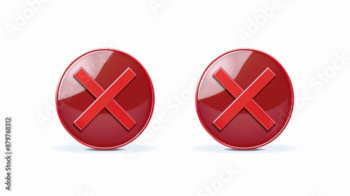 Two red circular signs with a red cross inside them, placed side by side, representing incorrect choices or errors in a straightforward design.