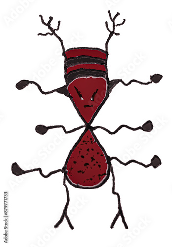 Monster ant hand draw isolated illustration photo