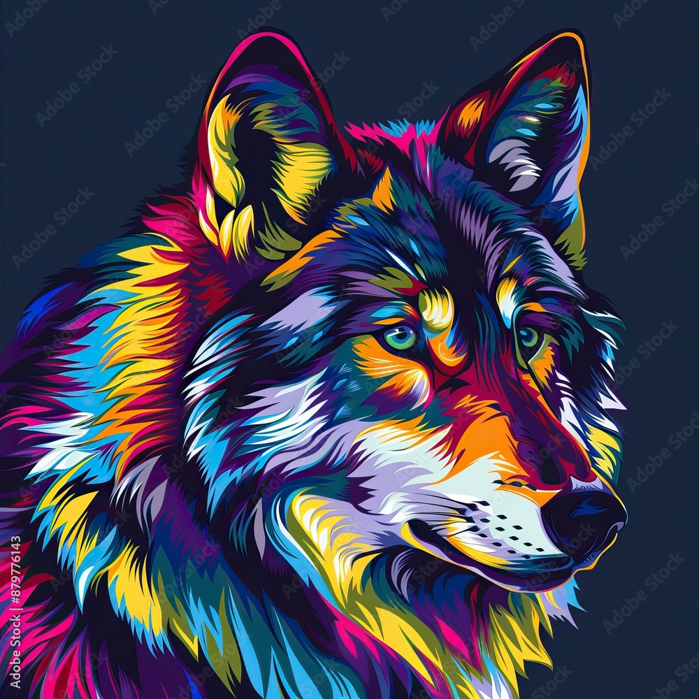 colorful drawing of a wolf in graffiti style colorful drawing of a wolf in graffiti style