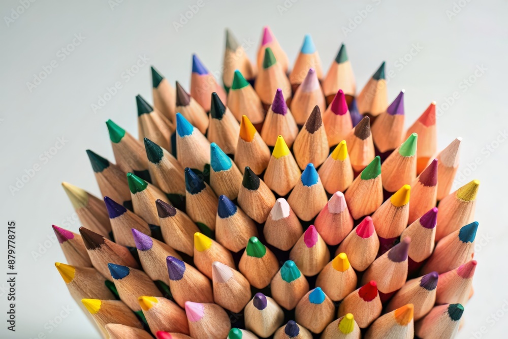 A close-up image of a bundle of colorful pencils, arranged in a tight group A close-up image of a bundle of colorful pencils, arranged in a tight group