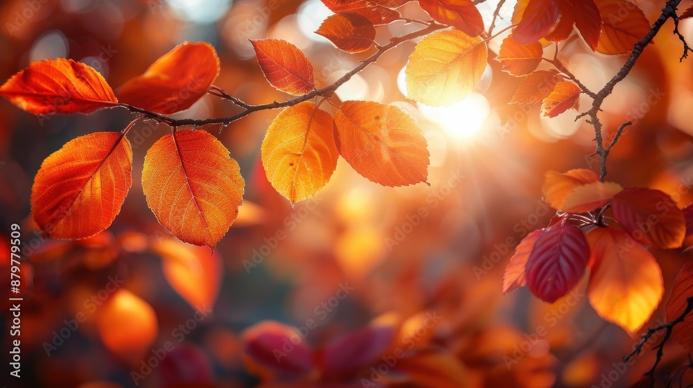 Beautiful autumn leaves with vibrant orange and red colors, illuminated by warm sunlight. Perfect fall nature background. Beautiful autumn leaves with vibrant orange and red colors, illuminated by warm sunlight. Perfect fall nature background.