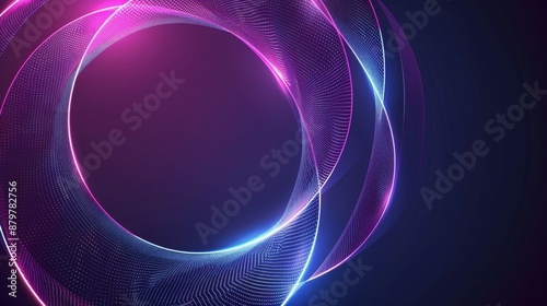Abstract Neon Waves Framing Black Background: Beige Aesthetic Digital Art. Generative AI