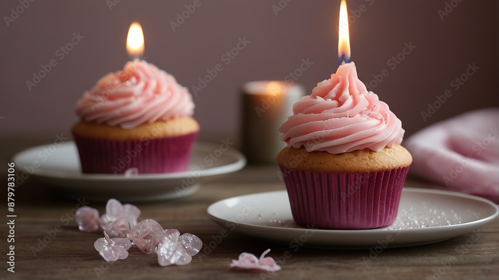 Cupcake with candles celebration Cupcake with candles celebration