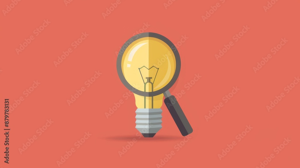 Illustration of a magnifying glass over a light bulb on a coral background, symbolizing innovation, exploration, and discovery. Illustration of a magnifying glass over a light bulb on a coral background, symbolizing innovation, exploration, and discovery.