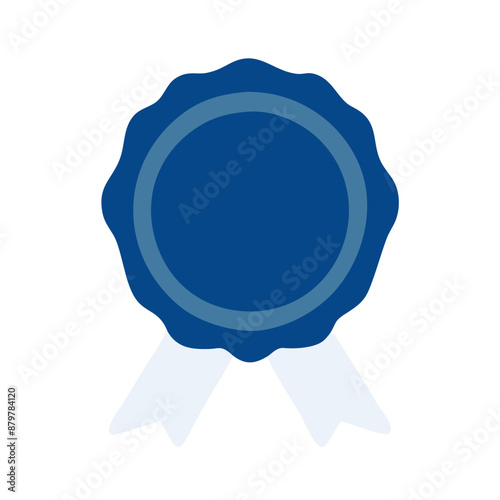 Flat design award ribbon icon, blue tones, achievement and recognition concept