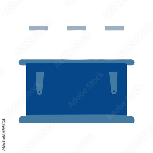 Flat design laboratory equipment icon, blue tones, science and research concept