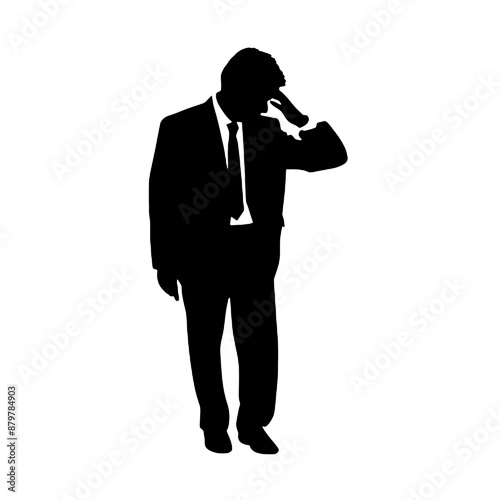 Business man icon. Male face silhouette  Vector illustration.