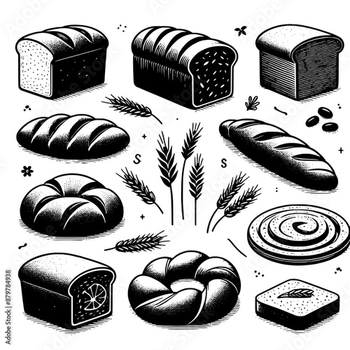 bread bakery set vector isolated