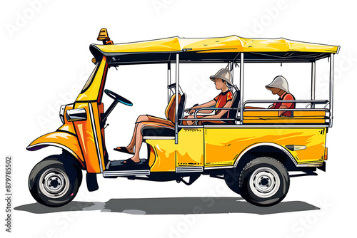 Driving tuk tuk in Laos - vector illustration photo