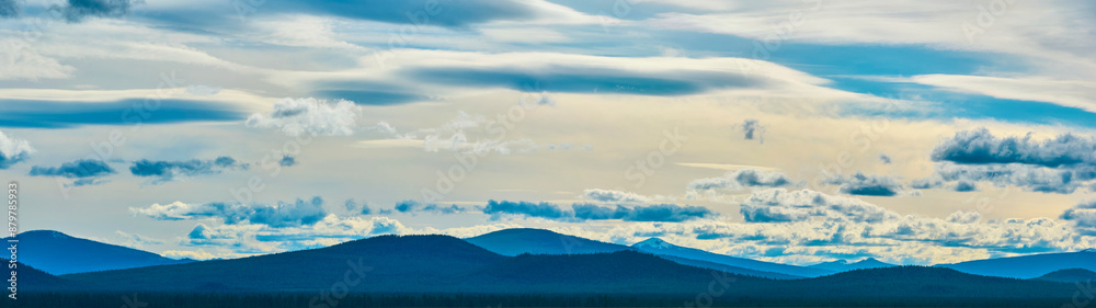 Aerial Panorama of Mountain Range with Coniferous Forest Aerial Panorama of Mountain Range with Coniferous Forest