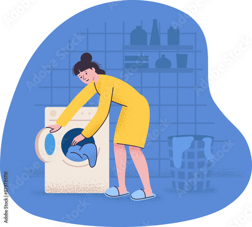 Woman loading laundry into washing machine