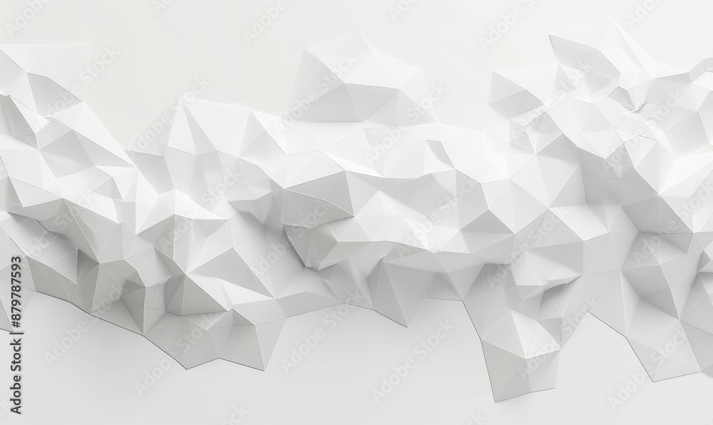 Fototapeta premium Abstract White Polygonal Textured Background with 3D Geometric Shapes, Modern Minimalist Design, Architectural Surface, Creative Graphic Resource for Digital Art and Design