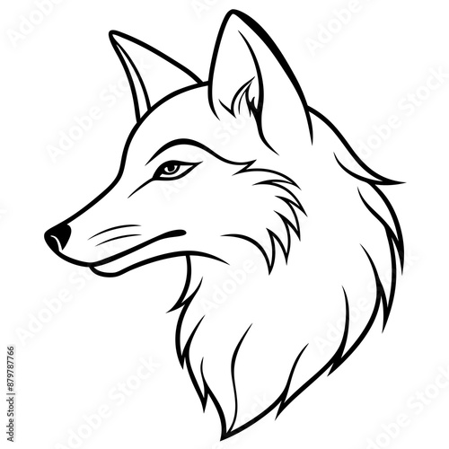 Elegant Wolf Head Illustration in Clean lineart Vector Style.