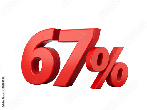 3d Red 67% Sixty Seven Percent Sign 3d illustration
 photo