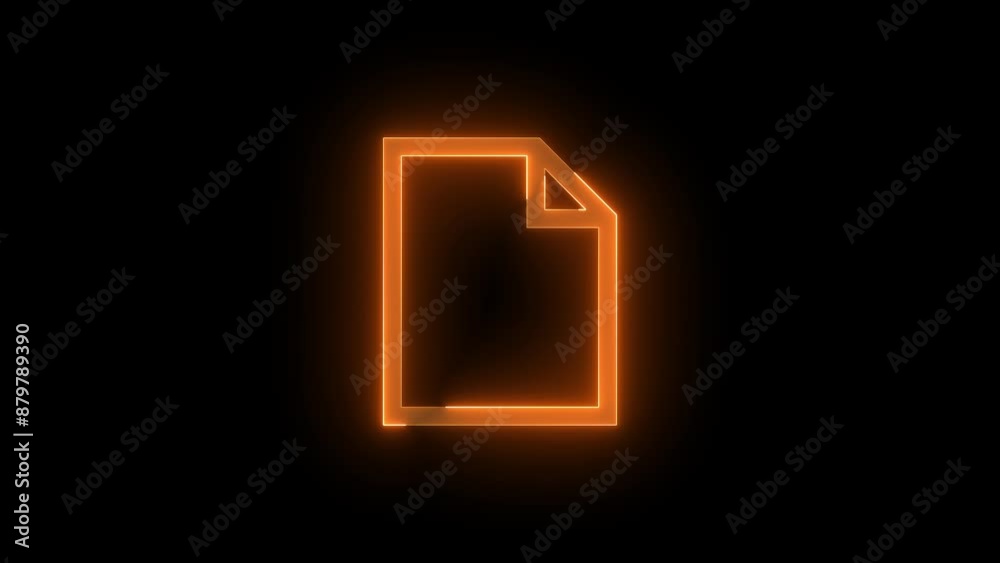Page shape stroke icon glowing neon animation, Glowing neon icon animated on black background Page shape stroke icon glowing neon animation, Glowing neon icon animated on black background
