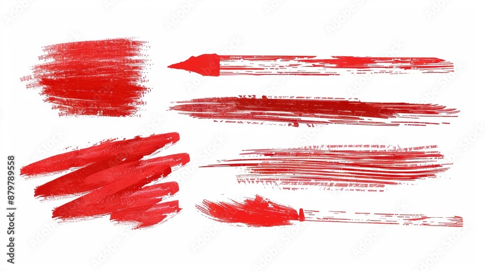 This image showcases dynamic red brush strokes on a white background, creating a bold and intense visual impact, ideal for evoking strong emotions and creative concepts.