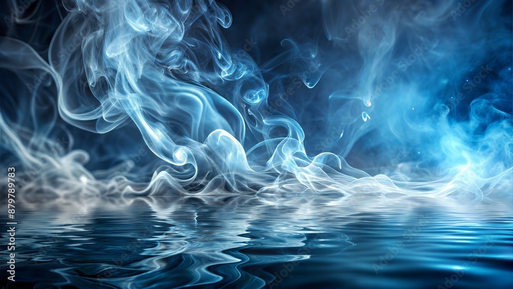 Obraz premium Abstract Blue Smoke Rising Above Water. Generative AI