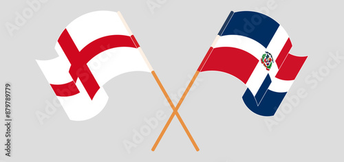 Crossed and waving flags of England and Dominican Republic