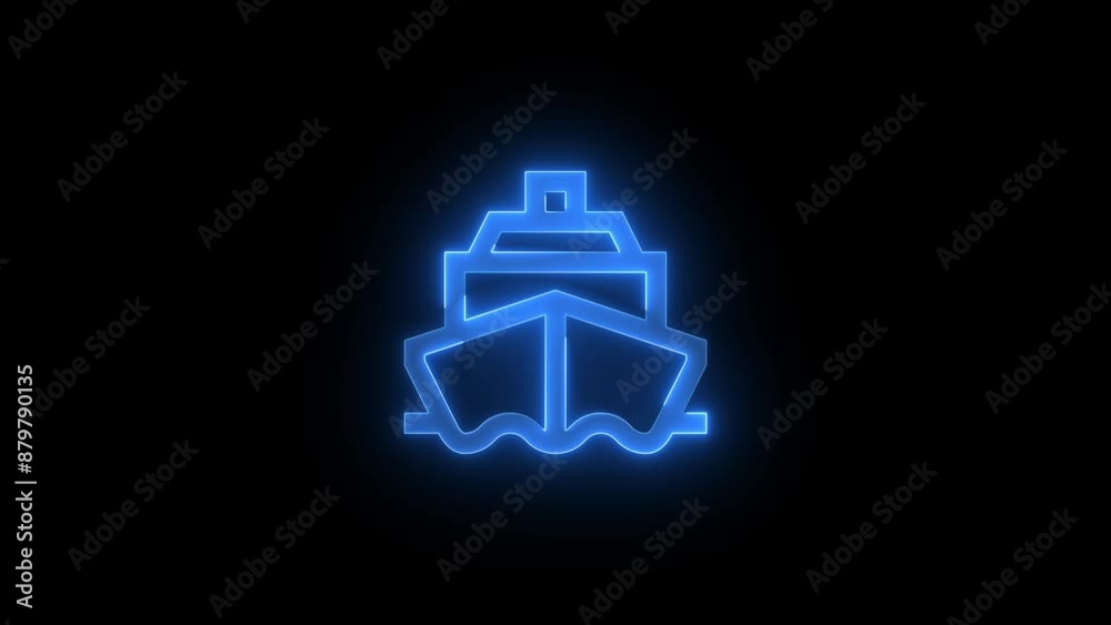 Ferry stroke icon glowing neon blue color animation Ferry stroke icon glowing neon blue color animation