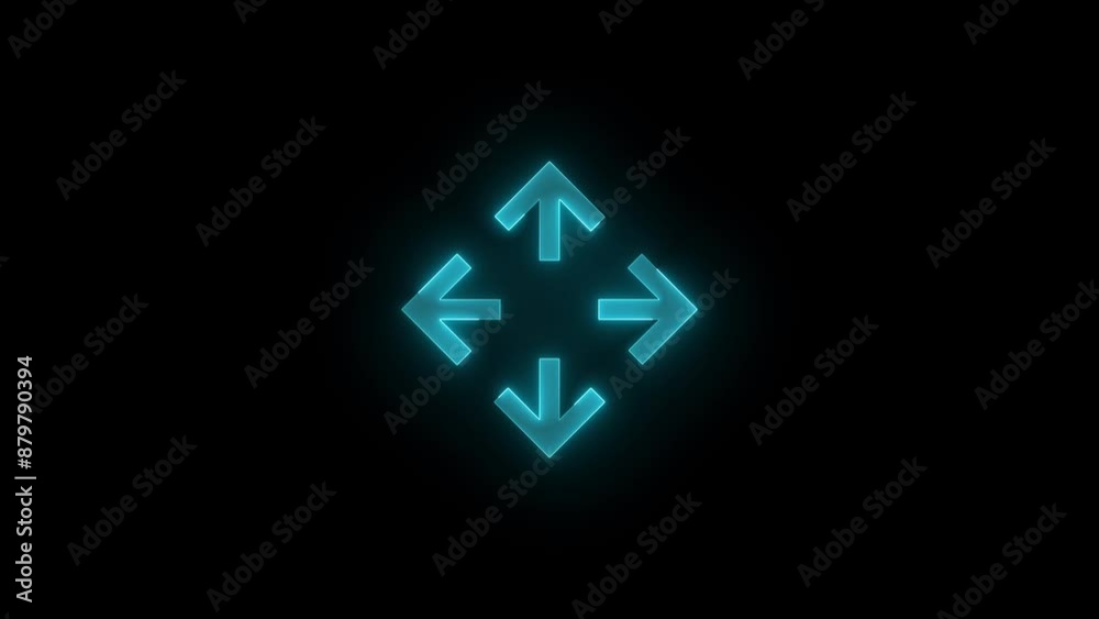 Center position arrow shape stroke icon glowing neon cyan color animation Center position arrow shape stroke icon glowing neon cyan color animation