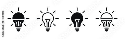 Bulb Icon Set - Ideas and Illumination Symbols
