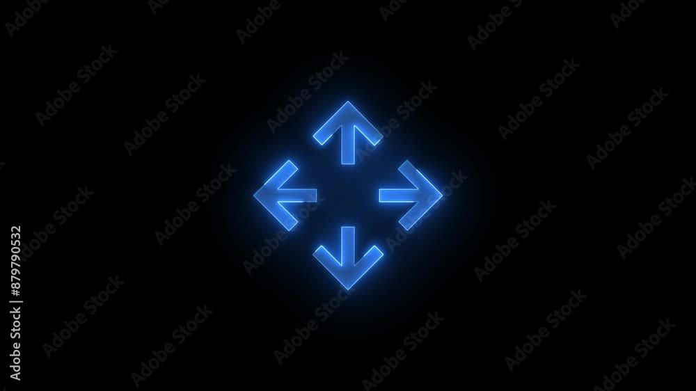 Center position arrow shape stroke icon glowing neon blue color animation Center position arrow shape stroke icon glowing neon blue color animation