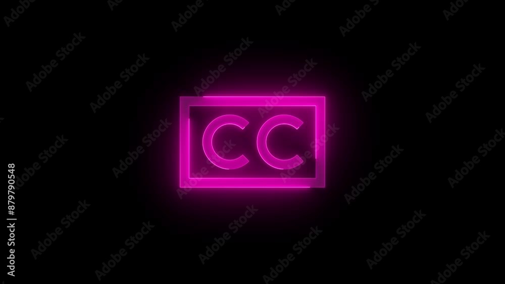 CC stroke icon glowing neon pink color animation CC stroke icon glowing neon pink color animation