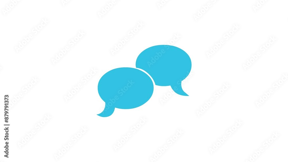 Speech bubble simple shape icon cyan color animation on white background Speech bubble simple shape icon cyan color animation on white background