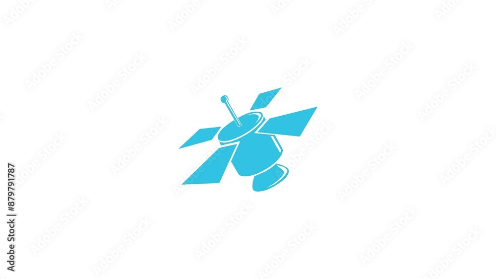 Satellite shape icon cyan color animation on white background Satellite shape icon cyan color animation on white background