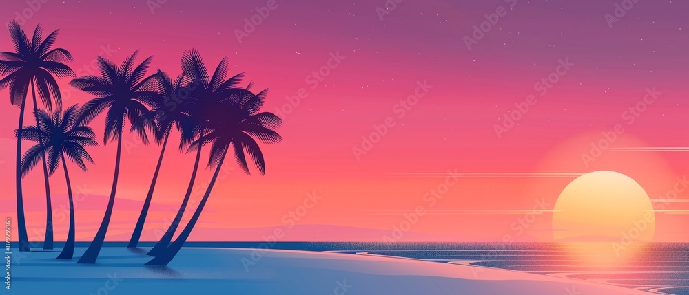 Evening walk by the beach, whole selfcare, flat design illustration Evening walk by the beach, whole selfcare, flat design illustration