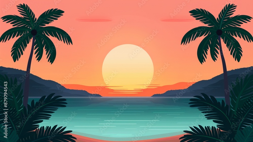 Obraz premium Exploring a hidden beach, selfcare and adventure, flat design illustration