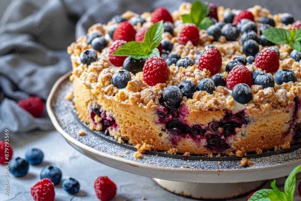 Berry coffee cake with crumble topping Berry coffee cake with crumble topping