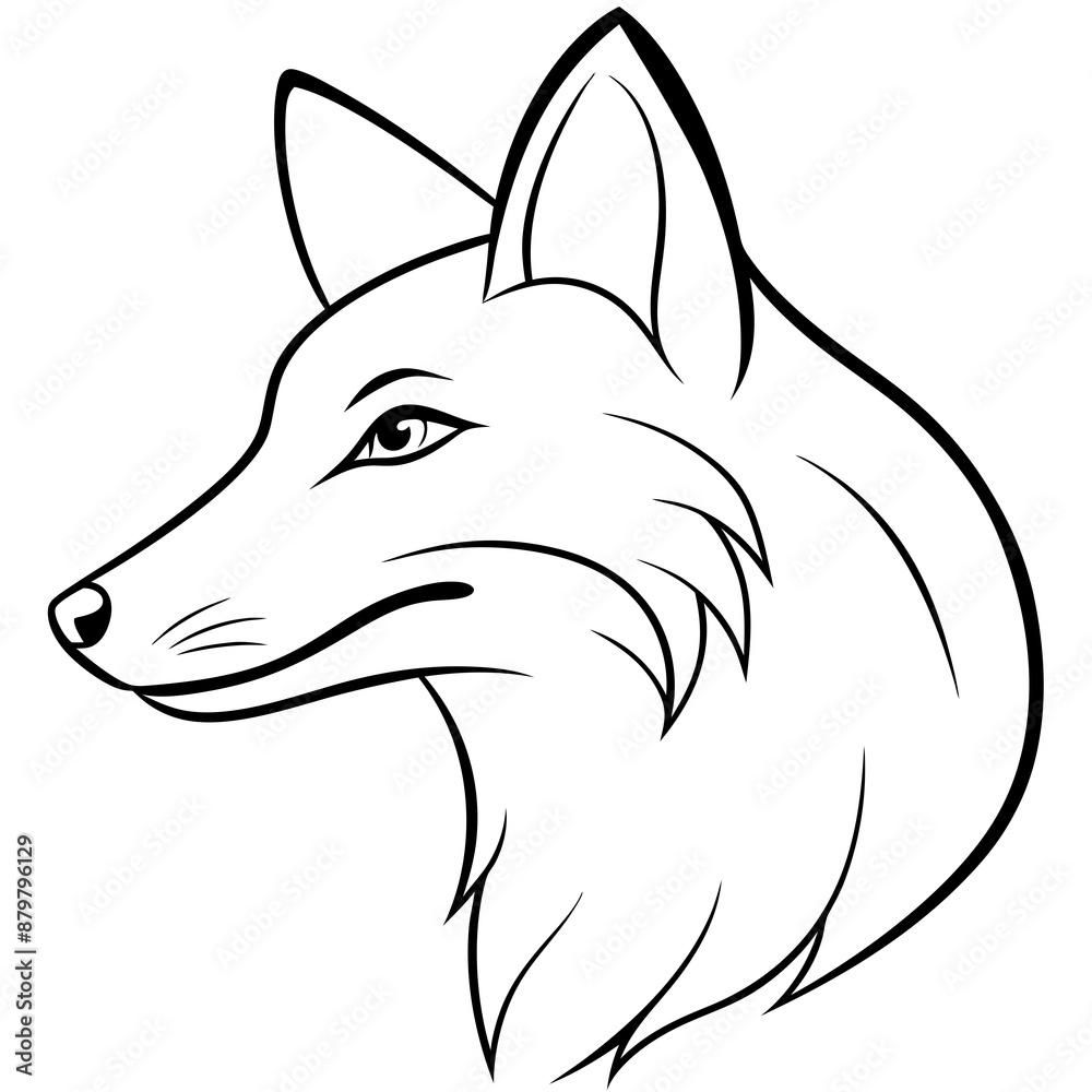 Elegant Wolf Head Illustration in Clean lineart Vector Style.