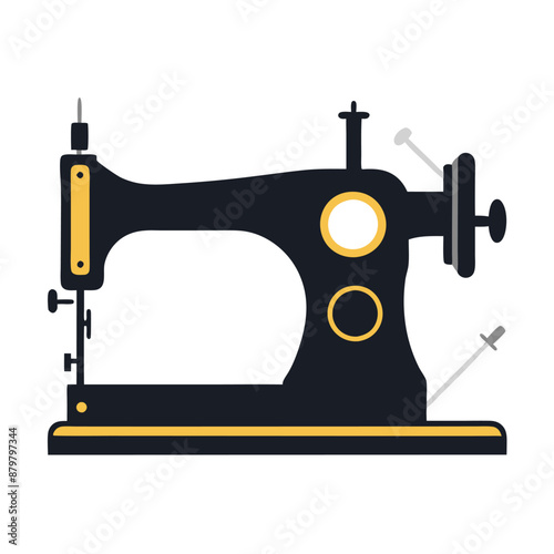 vintage manual sewing machine vector illustration, isolated on a white background. 